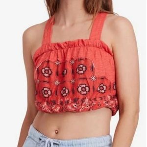 Nwt Free People Linen Blend Floral Boho Tank
